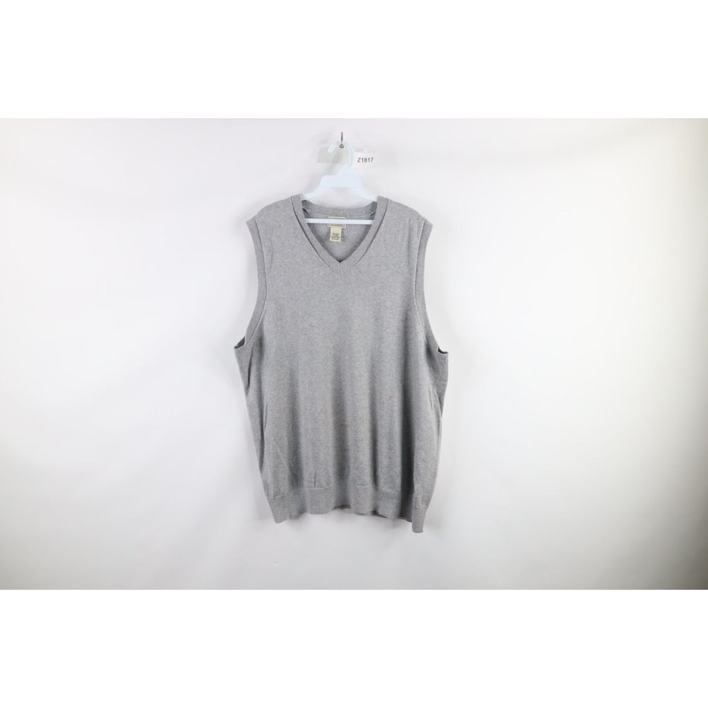 Vintage Ll Bean Mens Xl Tall Distressed Blank Cashmere Blend Knit Sweater Vest